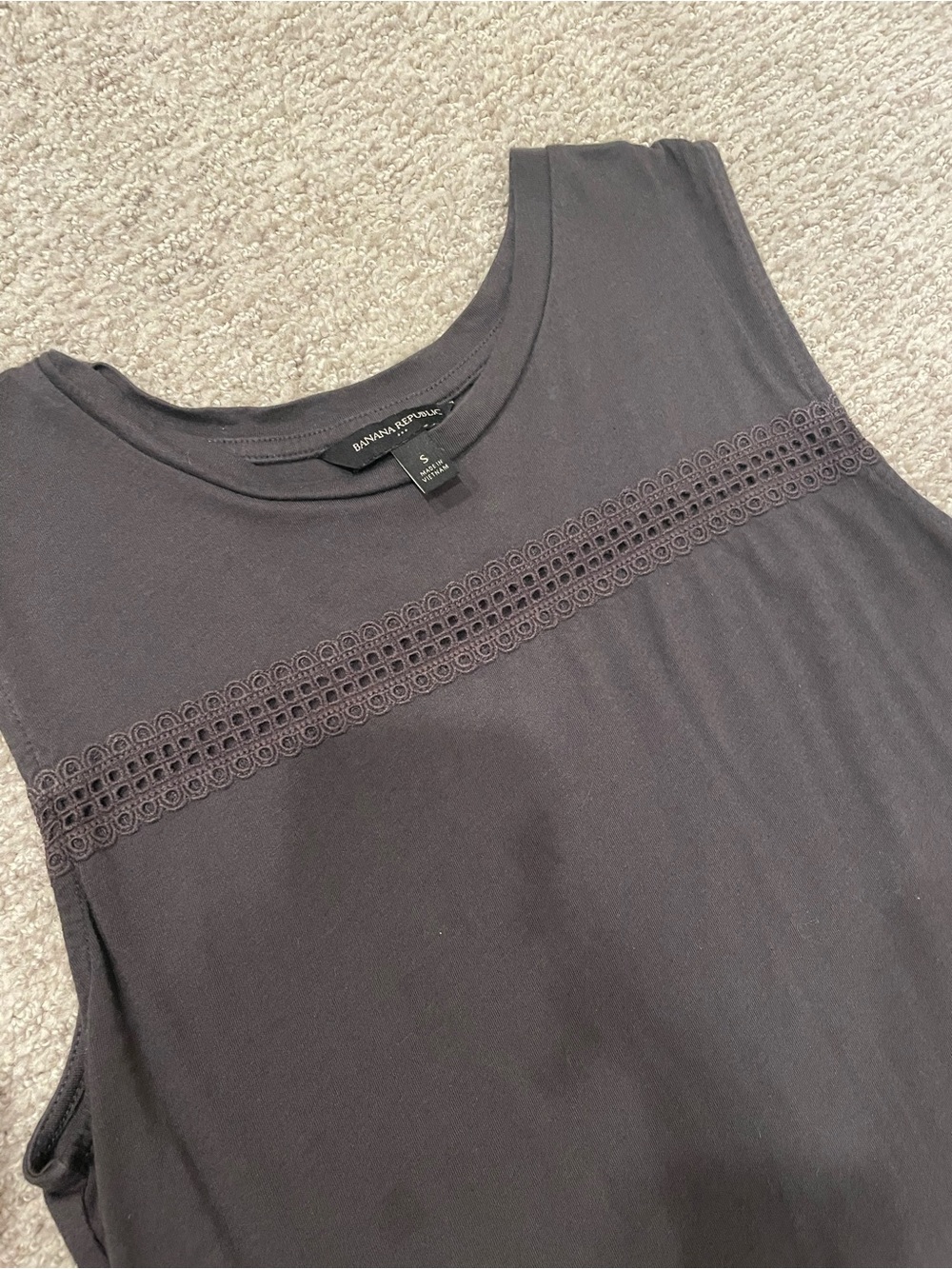 Banana Republic Black Sleeveless Tank with Lace Panel
